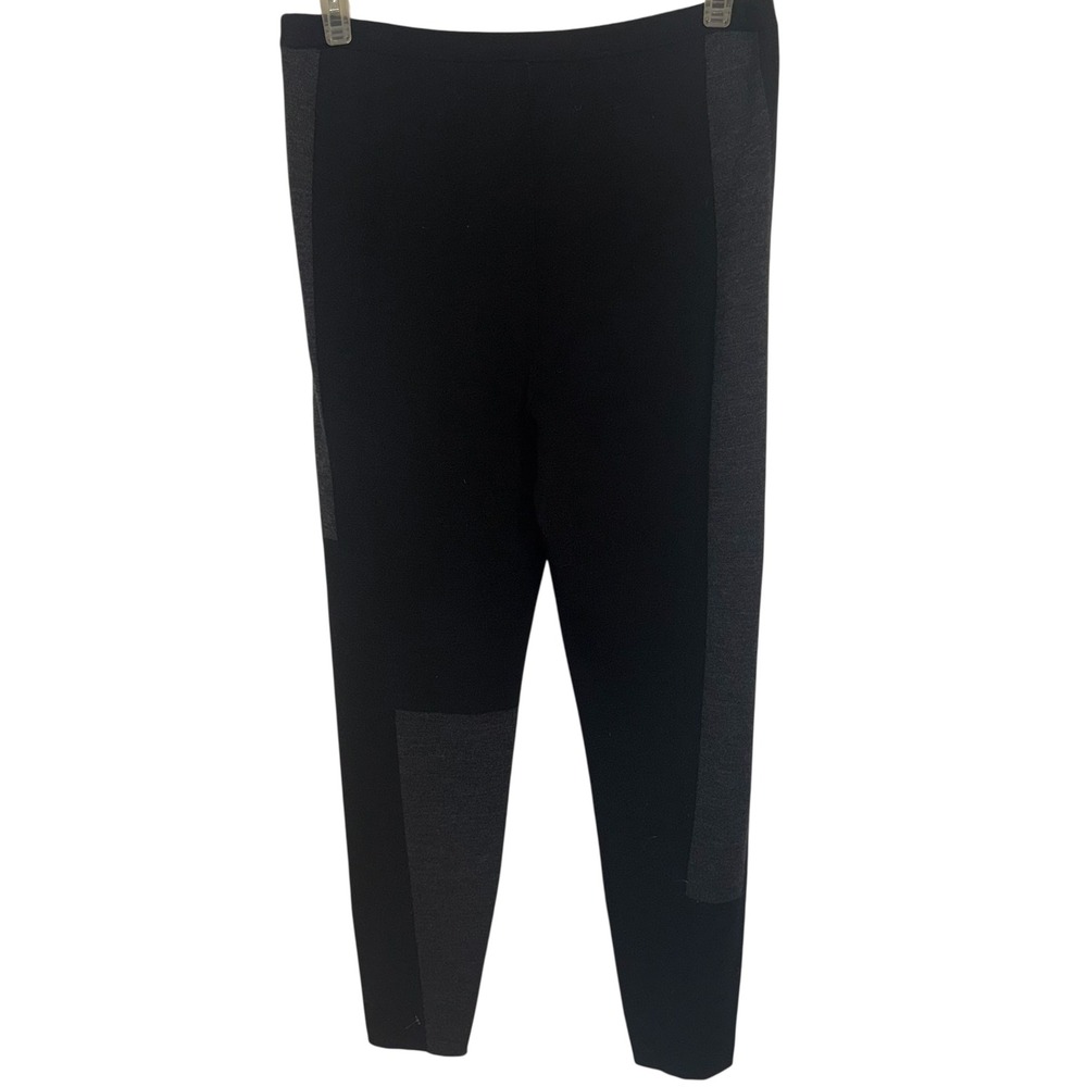 EILEEN FISHER Wool Knit Pants Color Block Black and Gray Pull on Pants EUC‎ M